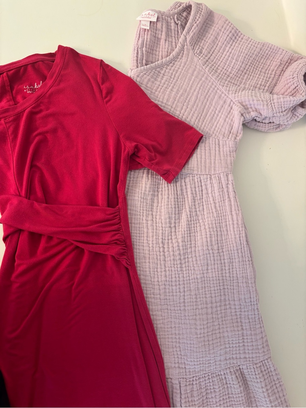 Set of 2 Maternity Dresses - Light Purple and Dark Pink - Small